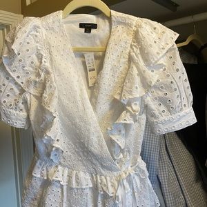 J.Crew White Eyelet Top